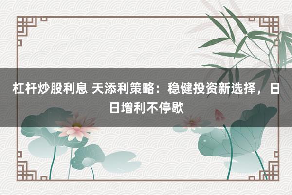 杠杆炒股利息 天添利策略：稳健投资新选择，日日增利不停歇