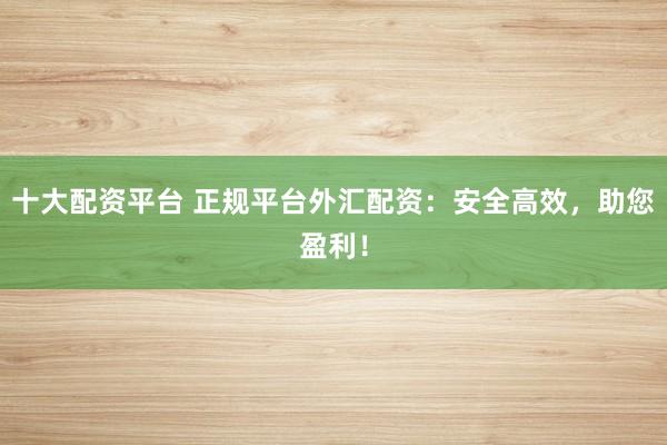 十大配资平台 正规平台外汇配资：安全高效，助您盈利！