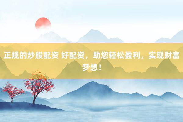 正规的炒股配资 好配资，助您轻松盈利，实现财富梦想！