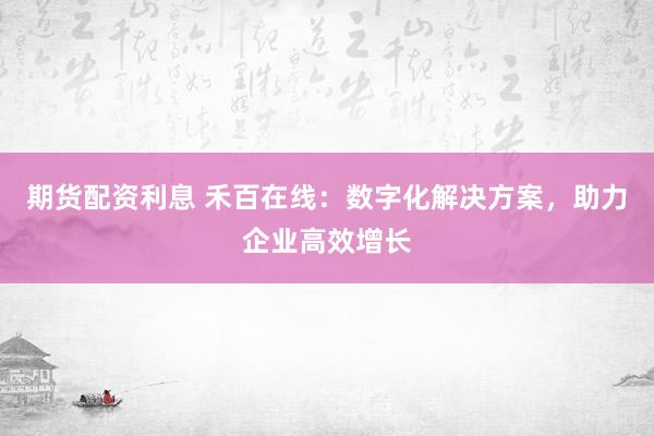 期货配资利息 禾百在线：数字化解决方案，助力企业高效增长