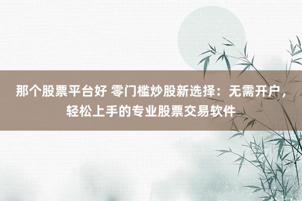 那个股票平台好 零门槛炒股新选择：无需开户，轻松上手的专业股票交易软件
