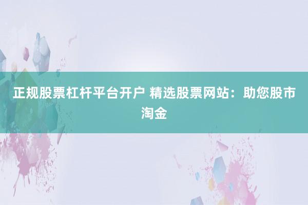 正规股票杠杆平台开户 精选股票网站：助您股市淘金