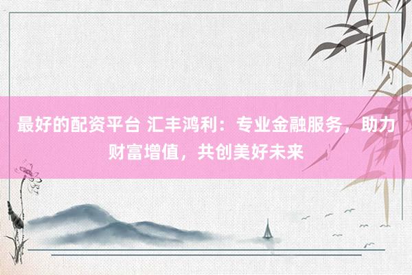 最好的配资平台 汇丰鸿利：专业金融服务，助力财富增值，共创美好未来