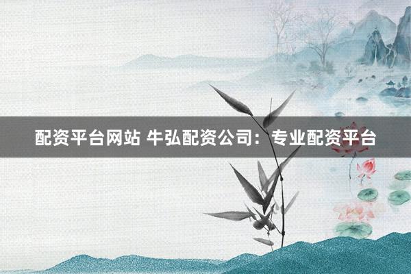 配资平台网站 牛弘配资公司：专业配资平台