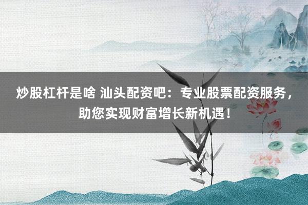 炒股杠杆是啥 汕头配资吧：专业股票配资服务，助您实现财富增长新机遇！