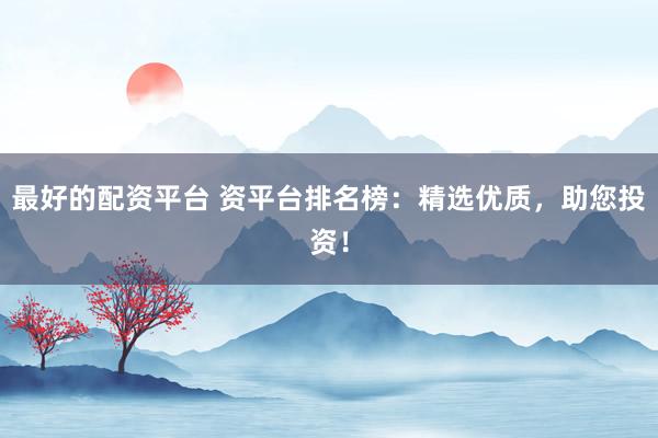 最好的配资平台 资平台排名榜：精选优质，助您投资！